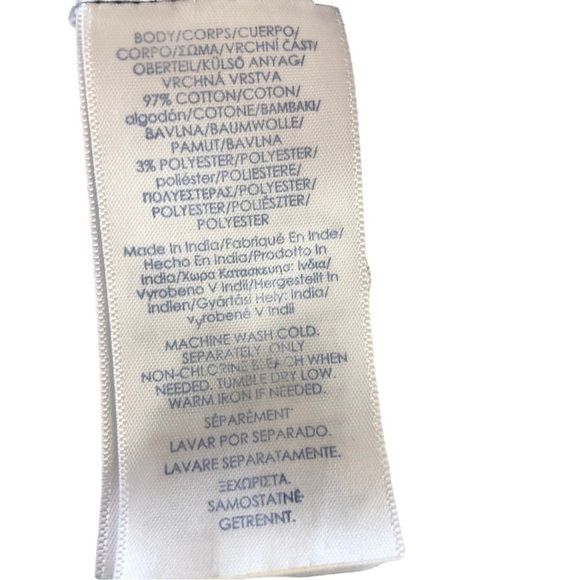 Chaps Breton Sailor Style Popover Top Women L Black White Stripe - Picture 9 of 9